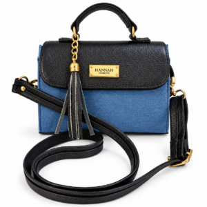 Vella Soft Denim & Leather Blend Crossbody Bag – Blue and Black