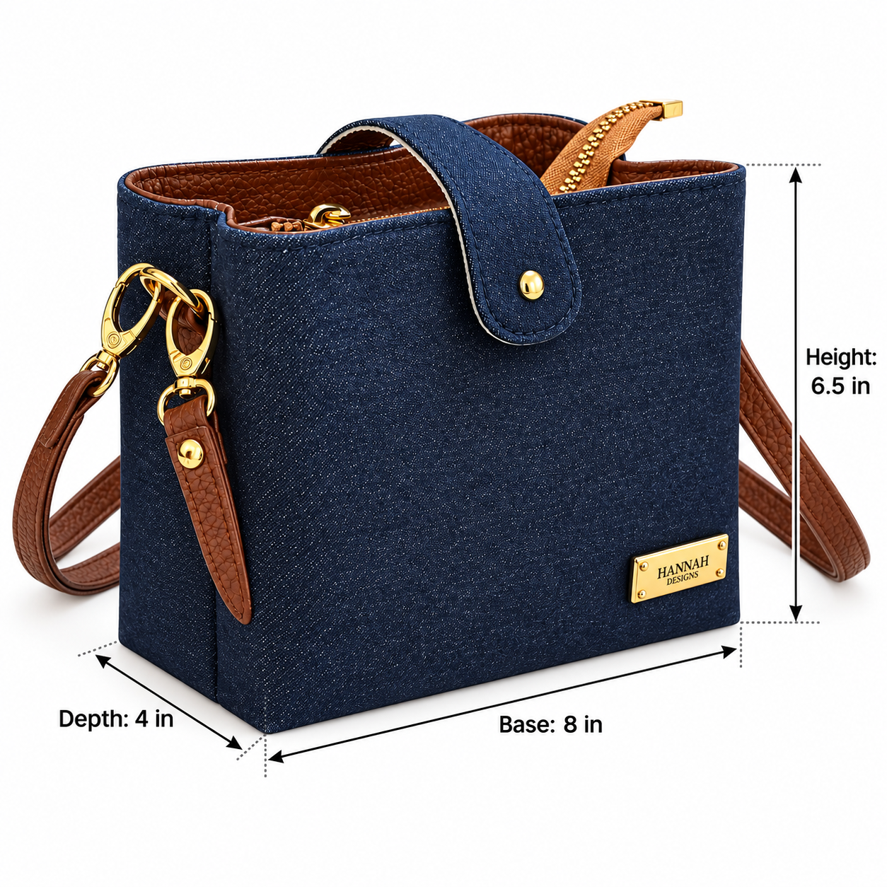 Anna Denim & Leather Blend Crossbody Bag - Image 7