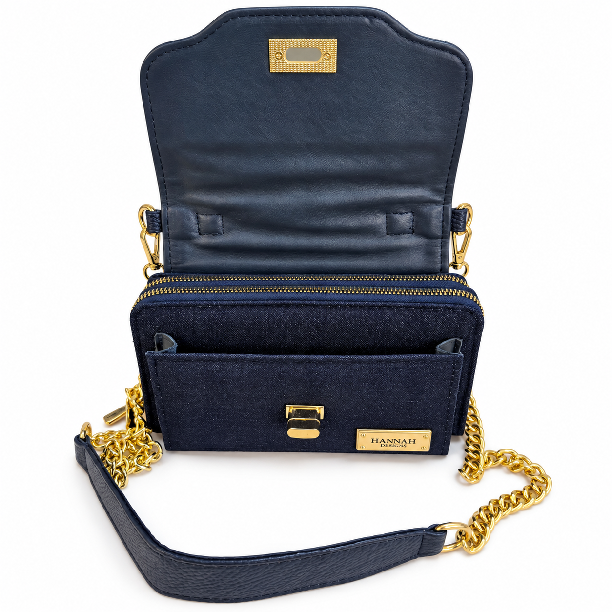 Cloe Wallet Crossbody Bag – Navy & Navy Denim - Image 3