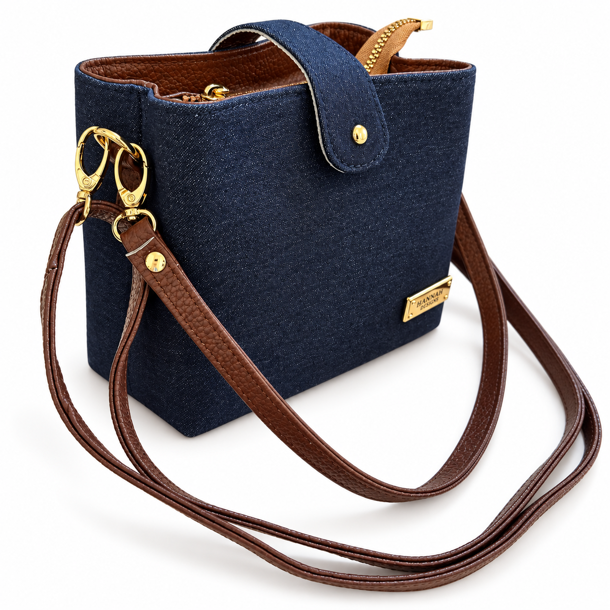 Anna Denim & Leather Blend Crossbody Bag - Image 4