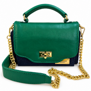 Cloe Wallet Crossbody Bag – Green & Navy Denim