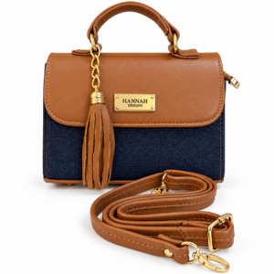 Vella Soft Denim & Leather Blend Crossbody Bag – Blue and Cognac Brown