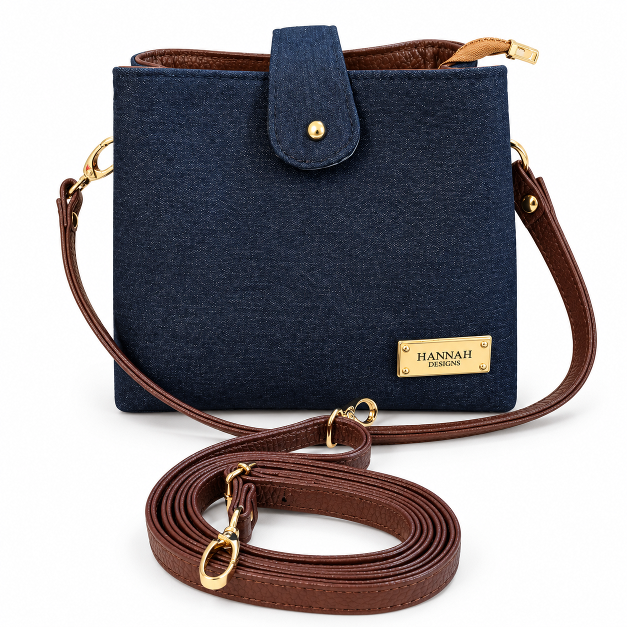 Anna Denim & Leather Blend Crossbody Bag