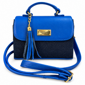 Vella Soft Denim & Leather Blend Crossbody Bag – Navy Blue and Cobalt Blue