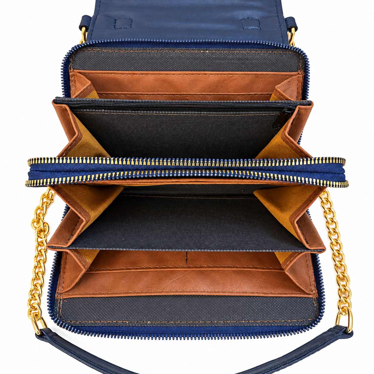 Cloe Wallet Crossbody Bag – Navy & Navy Denim - Image 4