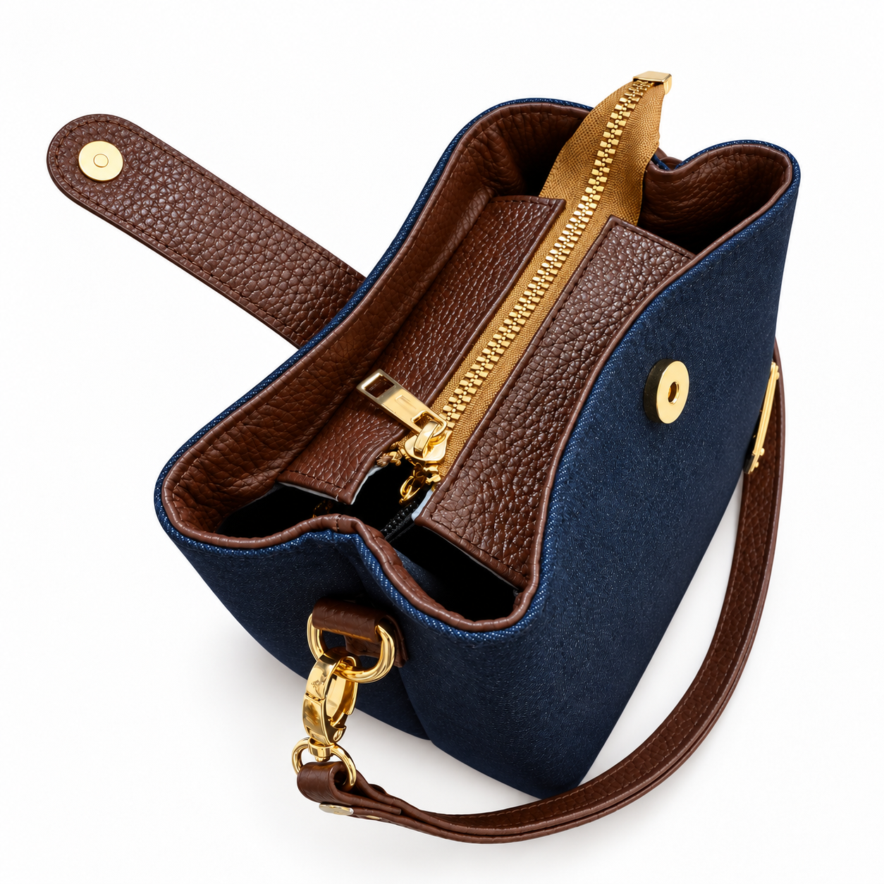 Anna Denim & Leather Blend Crossbody Bag - Image 5